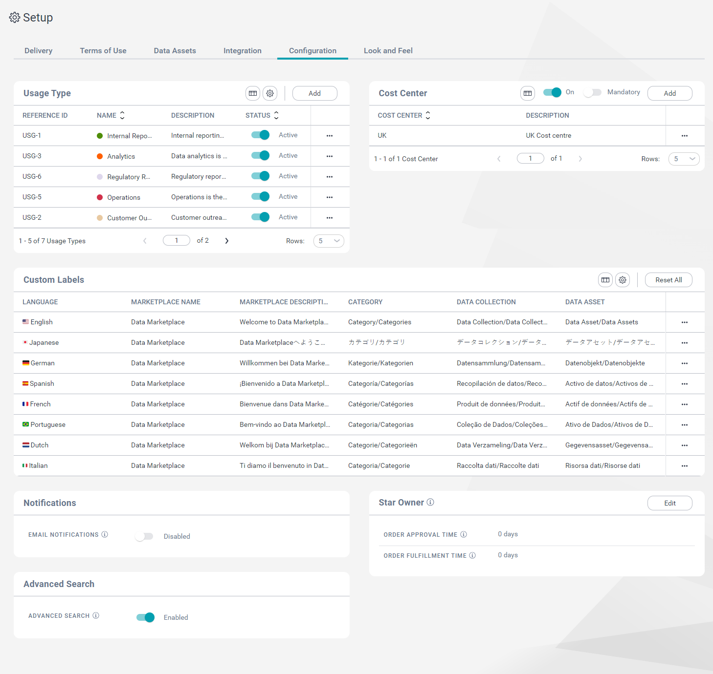 Image depicting the Configuration tab on the Search page.