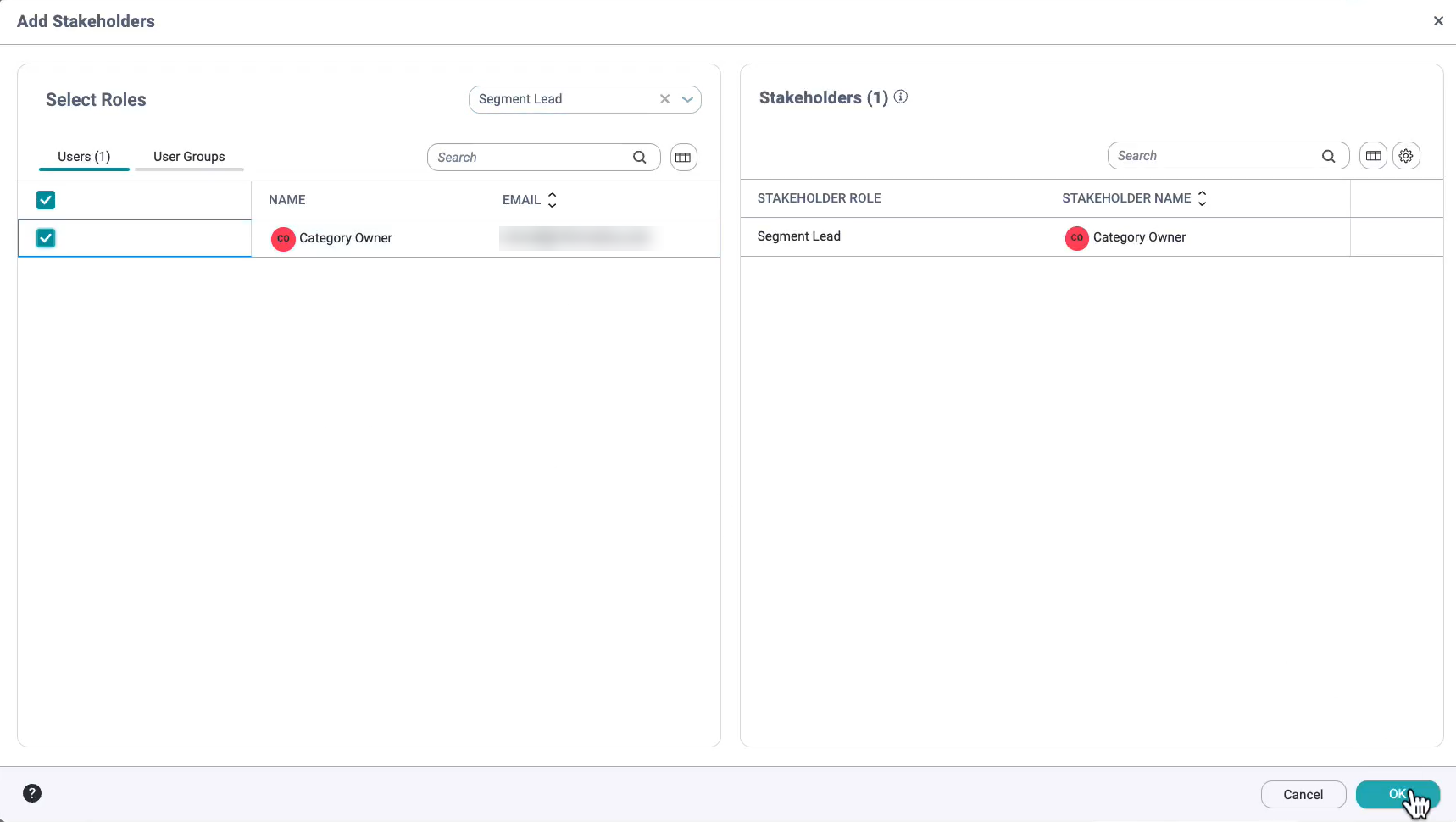 Image depicting the Add Stakeholders dialog box.