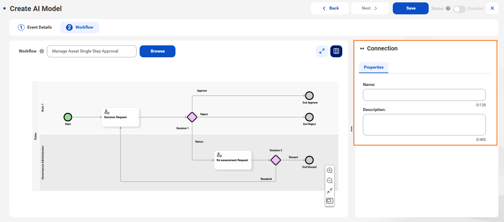 The Workflow tab displays the task and task details after selecting a process.