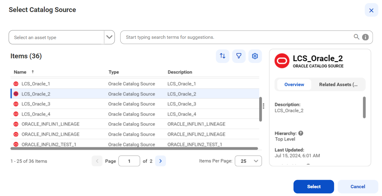 The screenshot shows the Informatica Intelligent Cloud Services selelction screen with the Metadata Command Center highlighted.