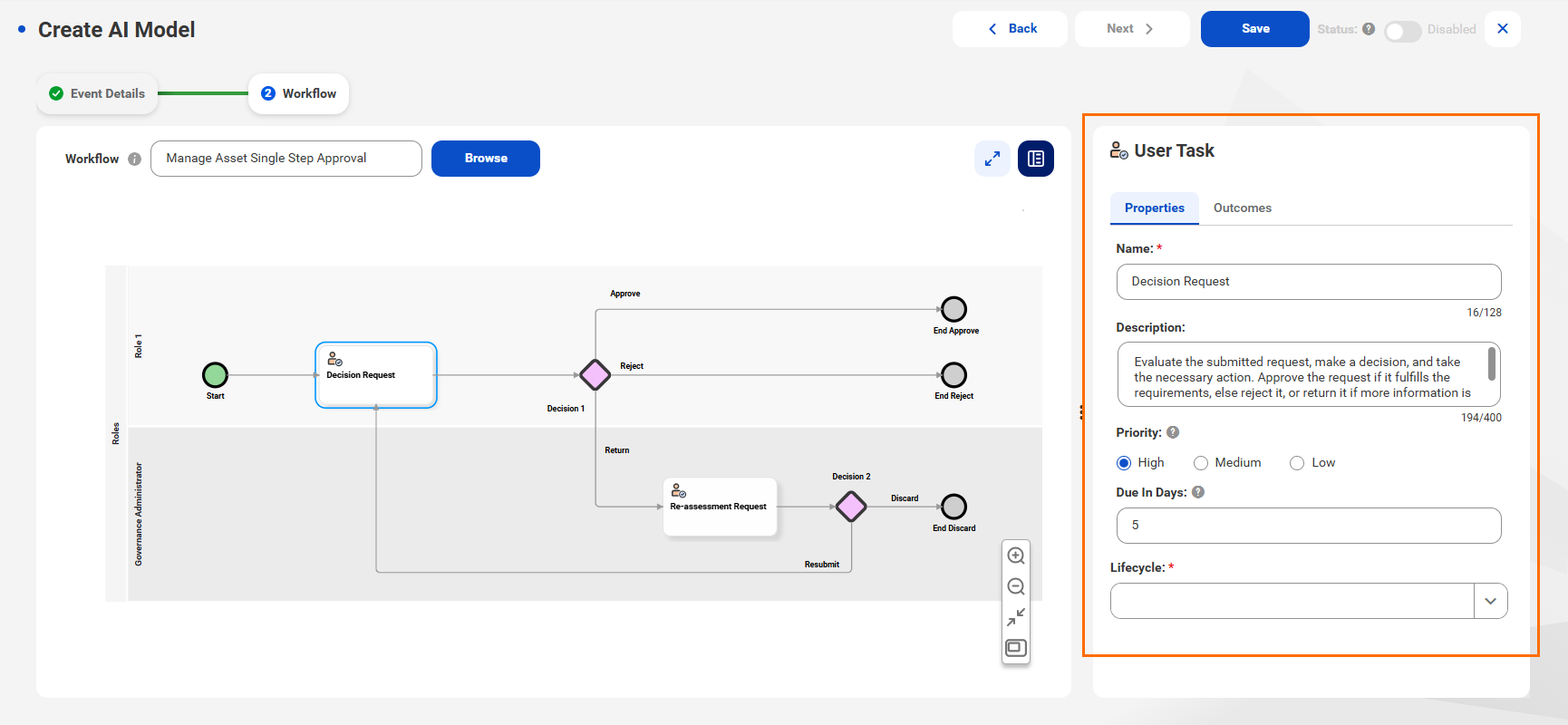 The Workflow tab displays the task and task details after selecting a process.