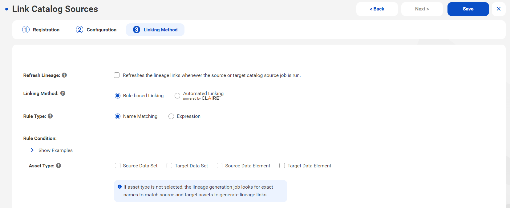 The screenshot shows the Informatica Intelligent Cloud Services selelction screen with the Metadata Command Center highlighted.