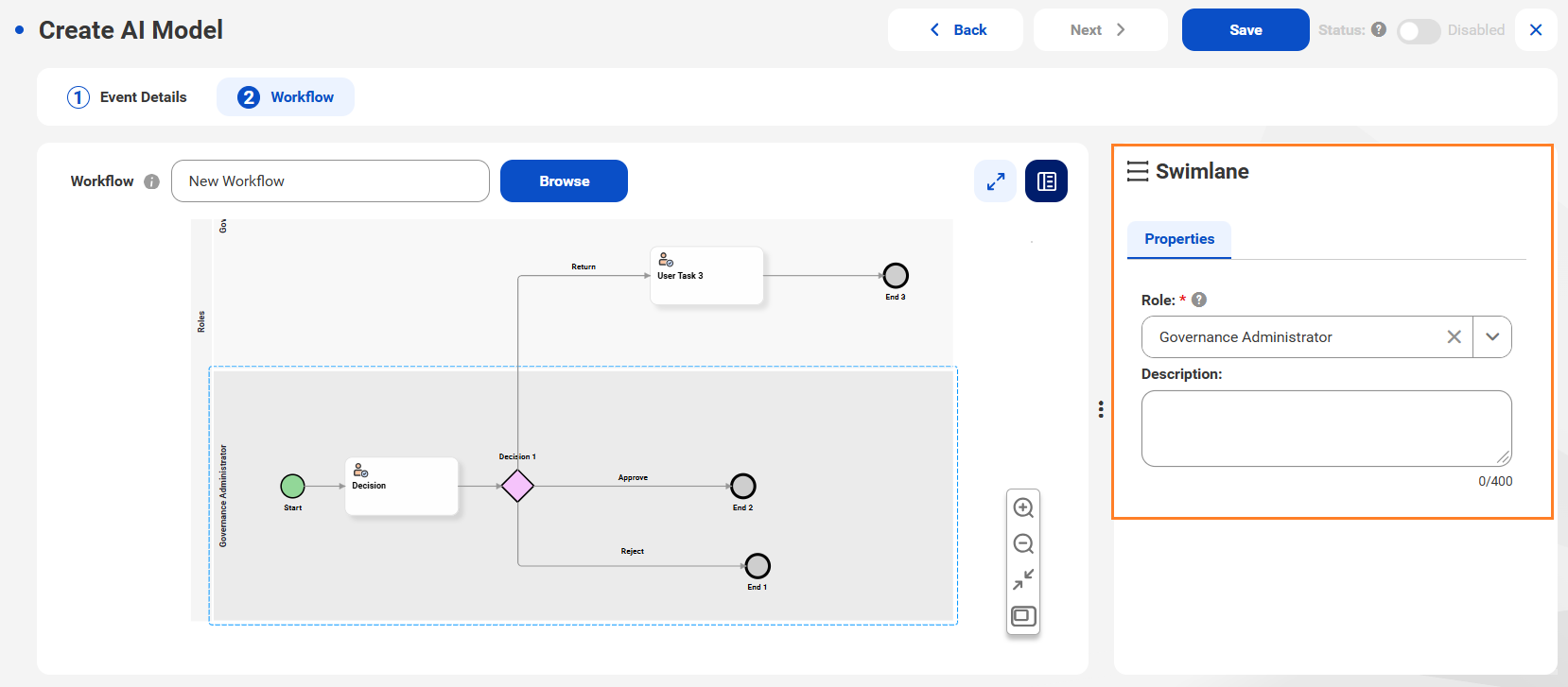 The Workflow tab displays the task and task details after selecting a process.