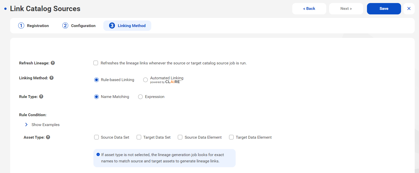 The screenshot shows the Informatica Intelligent Cloud Services selelction screen with the Metadata Command Center highlighted.