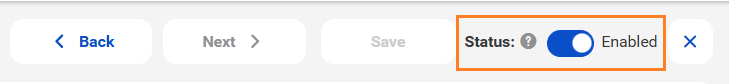 The image shows the enable option that appears when you configure a workflow event.