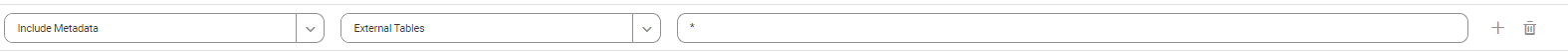 The image shows a profile filter condition that runs profiles on the metadata extracted from the external tables object type using an asterisk wildcard for an Athena source system.