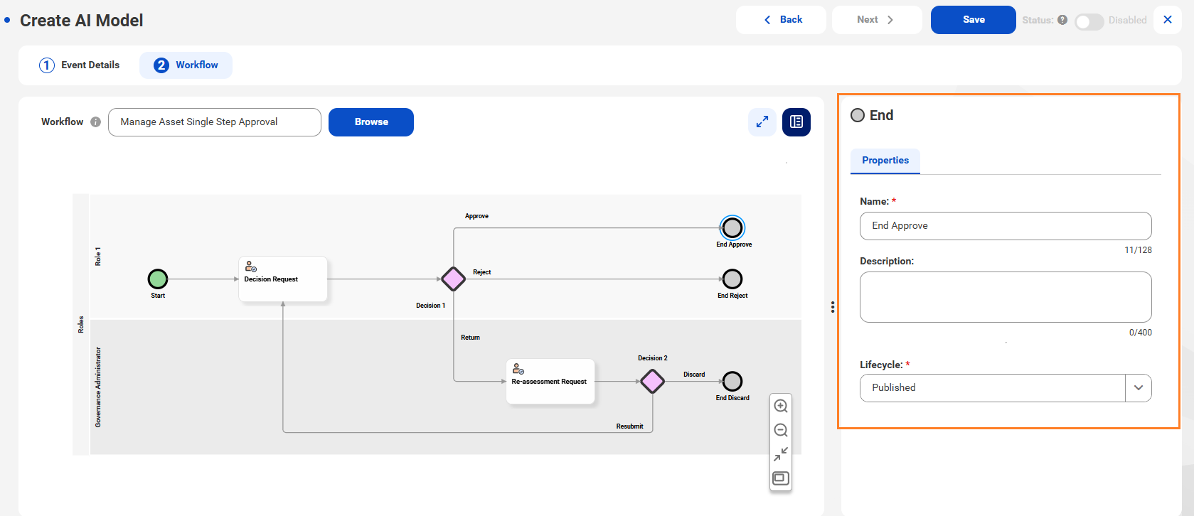 The Workflow tab displays the task and task details after selecting a process.