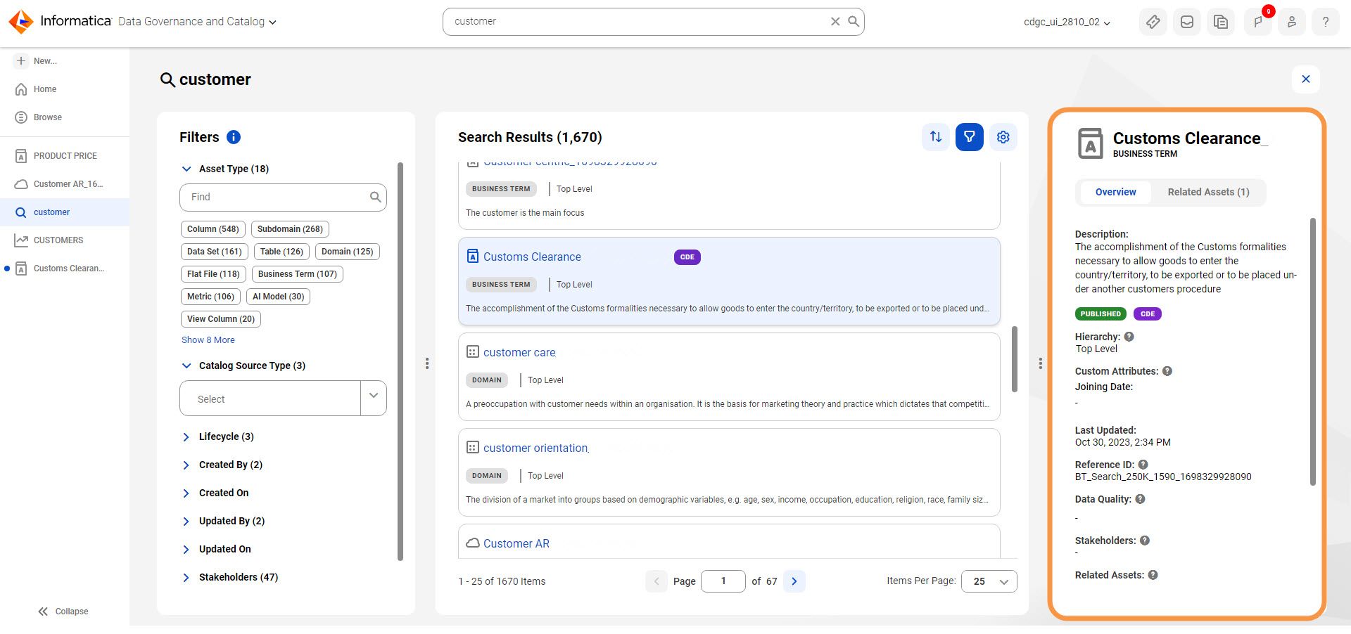 Image depicting the preview pane when a user selects an asset.