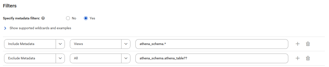 The image shows a sample filter with one include condition and one exclude condition.