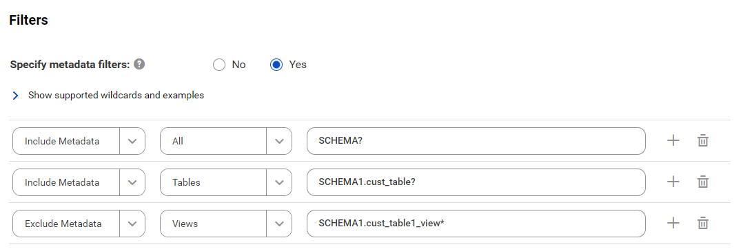The image shows a sample filter with two include conditions and one exclude condition.