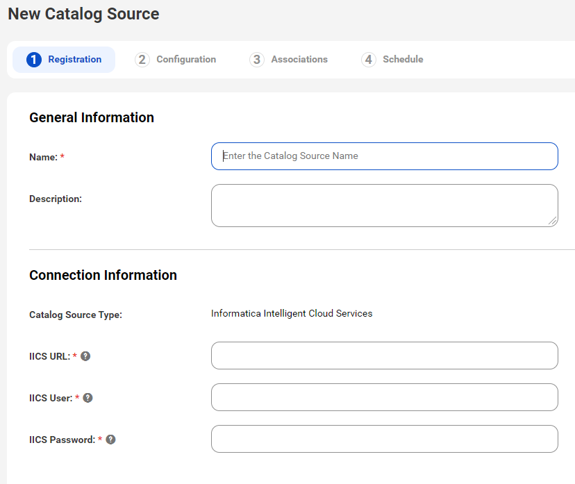 The image shows the Informatica Intelligent Cloud Services registration page.