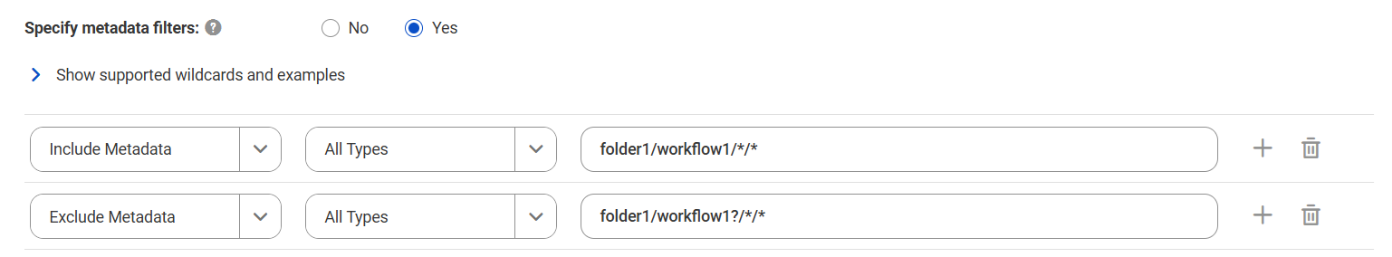 The image shows a sample filter with one include condition and one exclude condition.