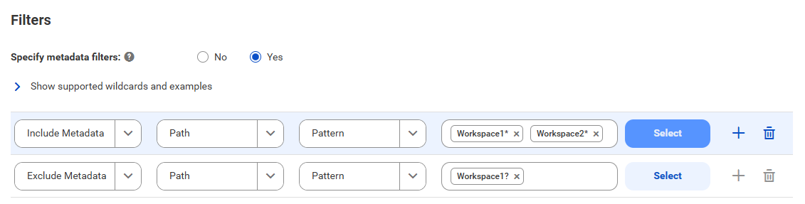 The image shows a sample filter with one include condition and one exclude condition.