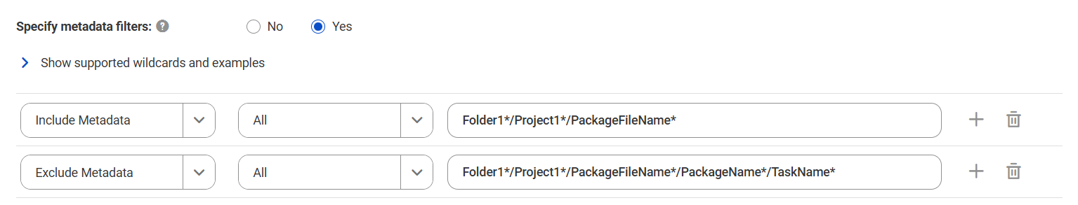The image shows a sample filter with one include condition and one exclude condition.