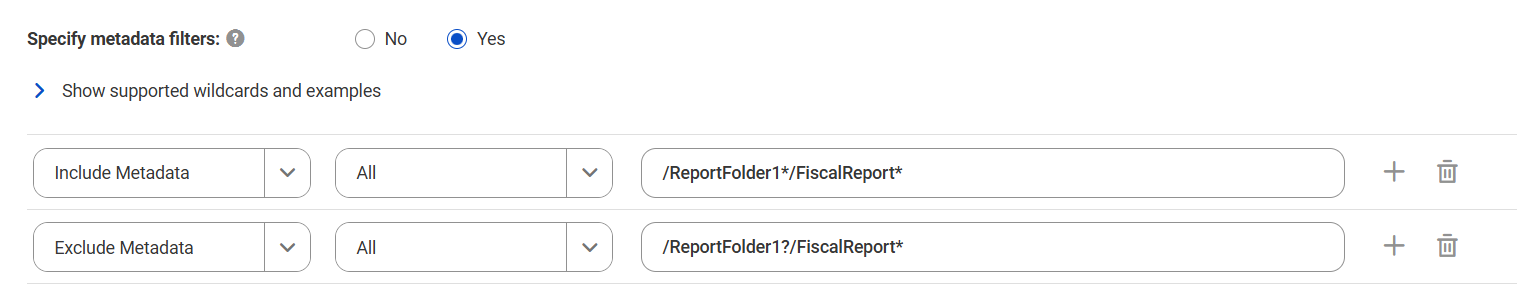 The image shows a sample filter with one include condition and one exclude condition.
