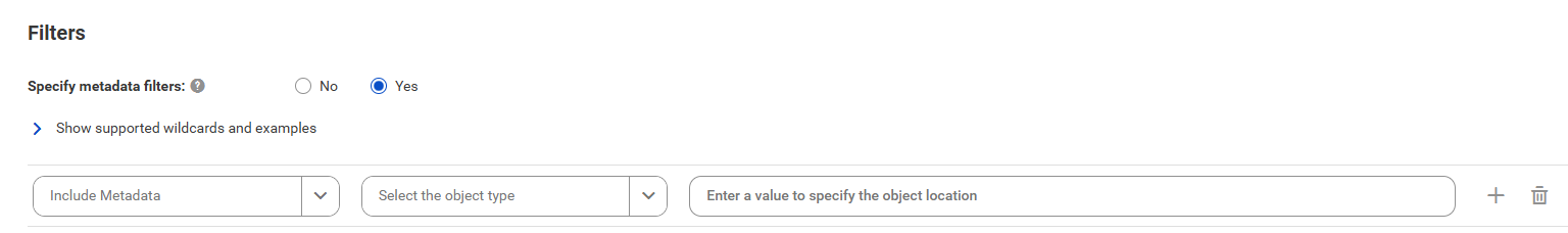 The filter options for the MicroStrategy catalog source.