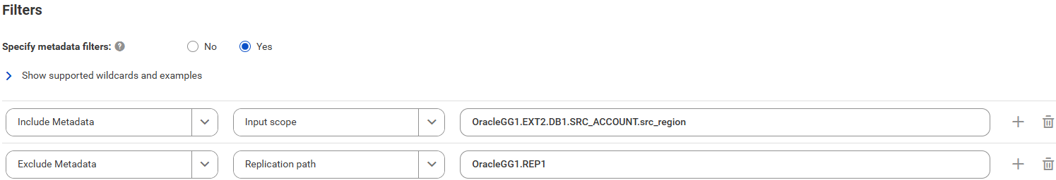 The image shows a sample filter with one include condition and one exclude condition.
