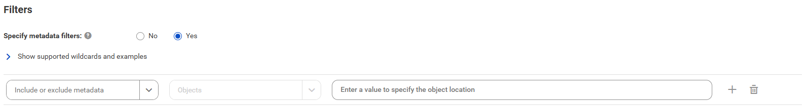 The image shows the Filters area for the QlikView catalog source.