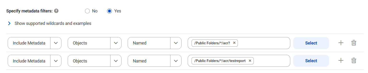 The image shows a sample filter with two include conditions.