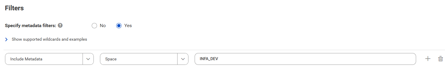The image shows a filter condition added based on the space object type with the name of the object specified.