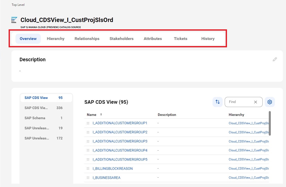 A sample SAP S/4HANA Cloud asset page that allows you to view the asset.