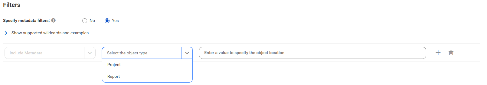 The image shows the Filters area for the Strategy Cloud catalog source.