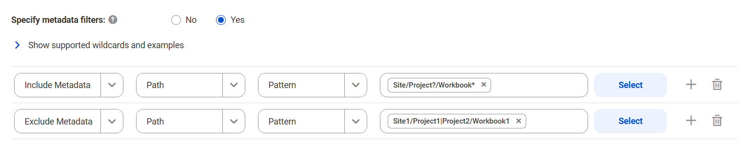 The image shows a sample filter with one include condition and one exclude condition.