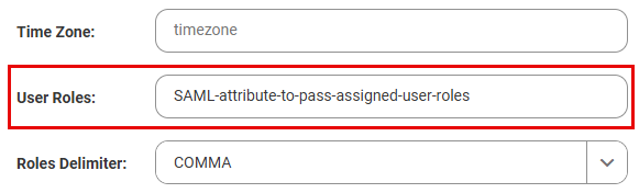 Mapping the SAML attribute for user roles.