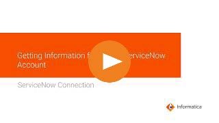 Video to get connection details from ServiceNow account. Video to get connection details from ServiceNow account.