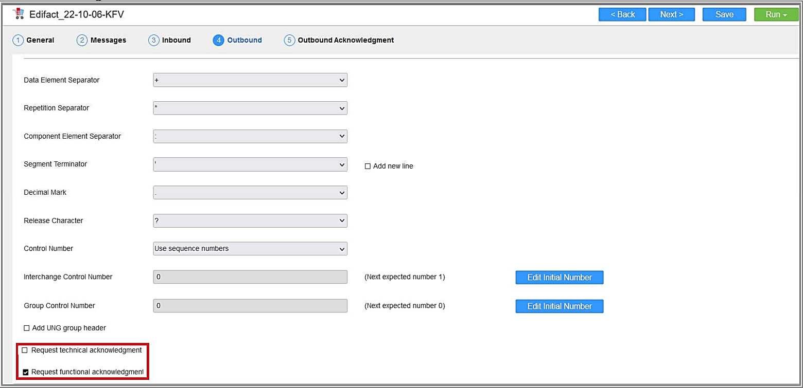 This is an image of the Outbound tab