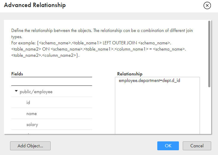 The image shows how you can define a relationship between objects.