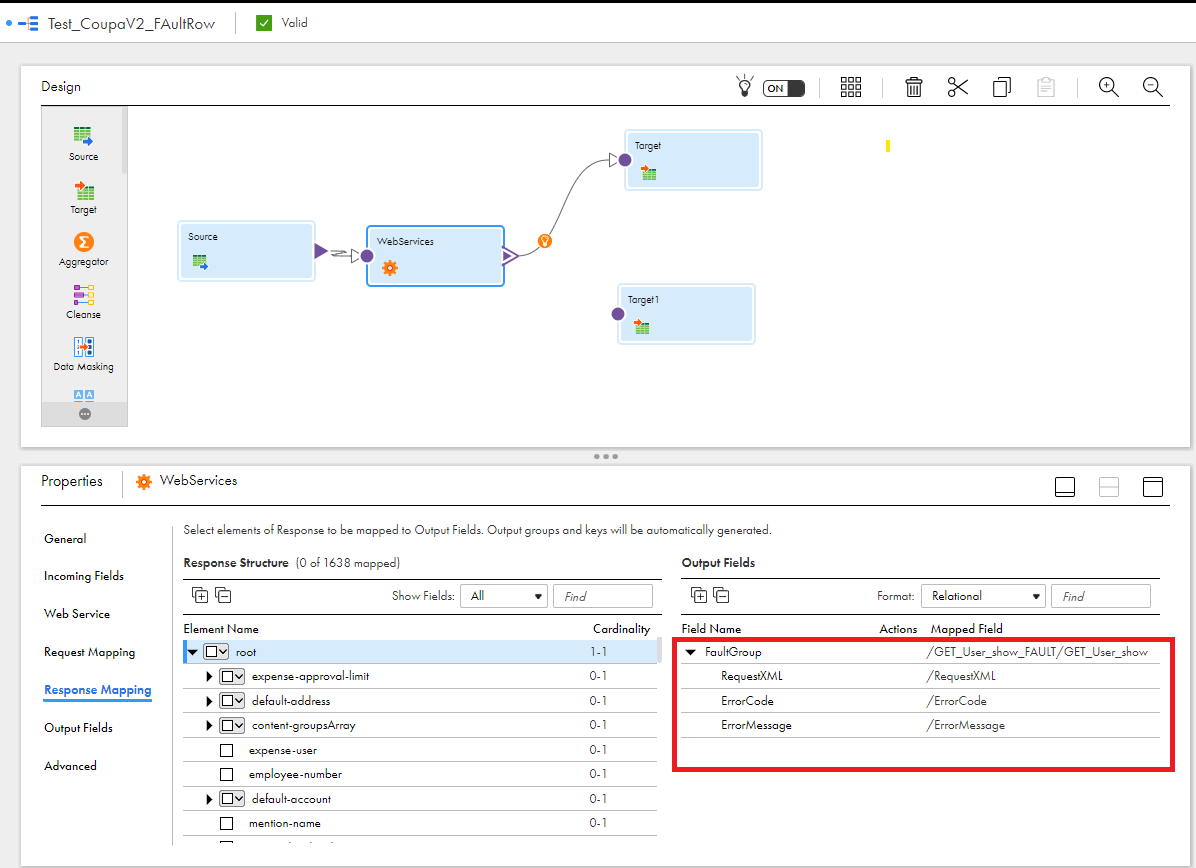 Response mapping displaying fault group.