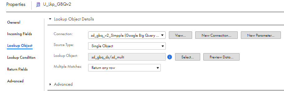 The image shows the Lookup Object tab of the Lookup transformation where you can import the Lookup object.