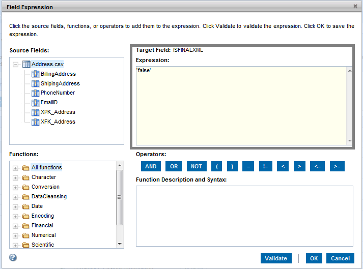 Enter the value of the ISFINALJSON field as 'false' to 'true' accordingly.