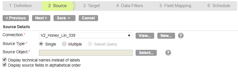 Select the source type as single.