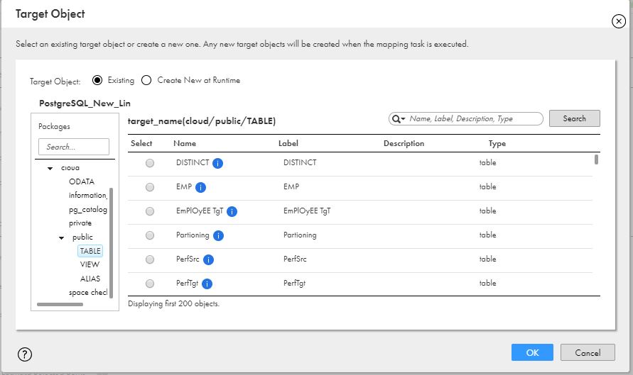 You can view the target objects from the list.