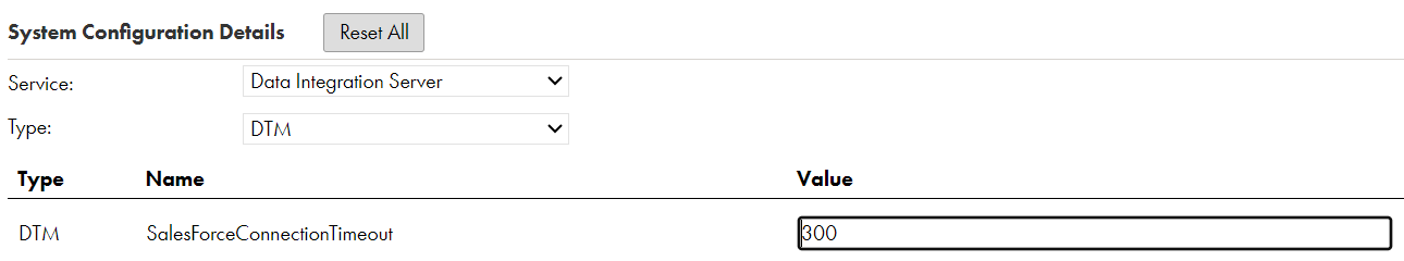 The configured SalesForceConnectionTimeout property in Administrator.