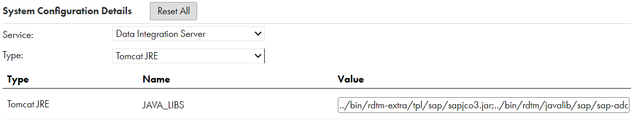 The configured JAVA_LIBS property for the Secure Agent on Windows.