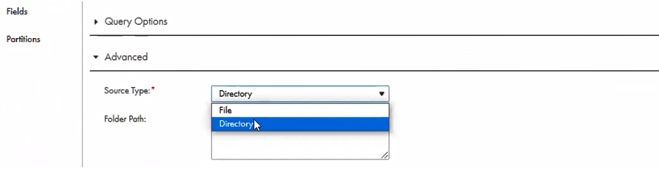 The image shows the directory source types in the advanced source properties