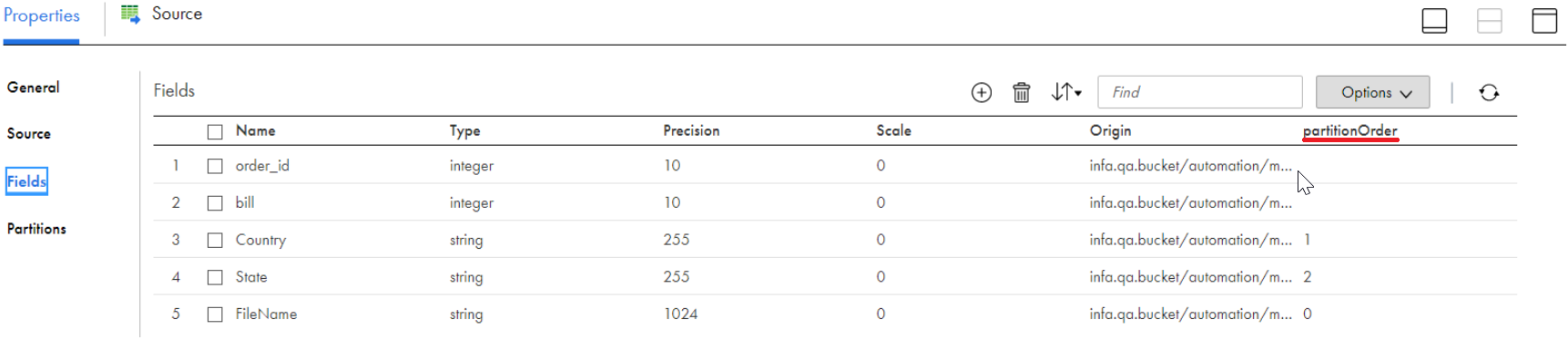 The image shows the partition order for the fields