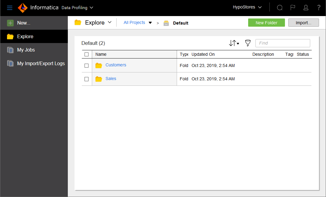 The image shows the new folder option.