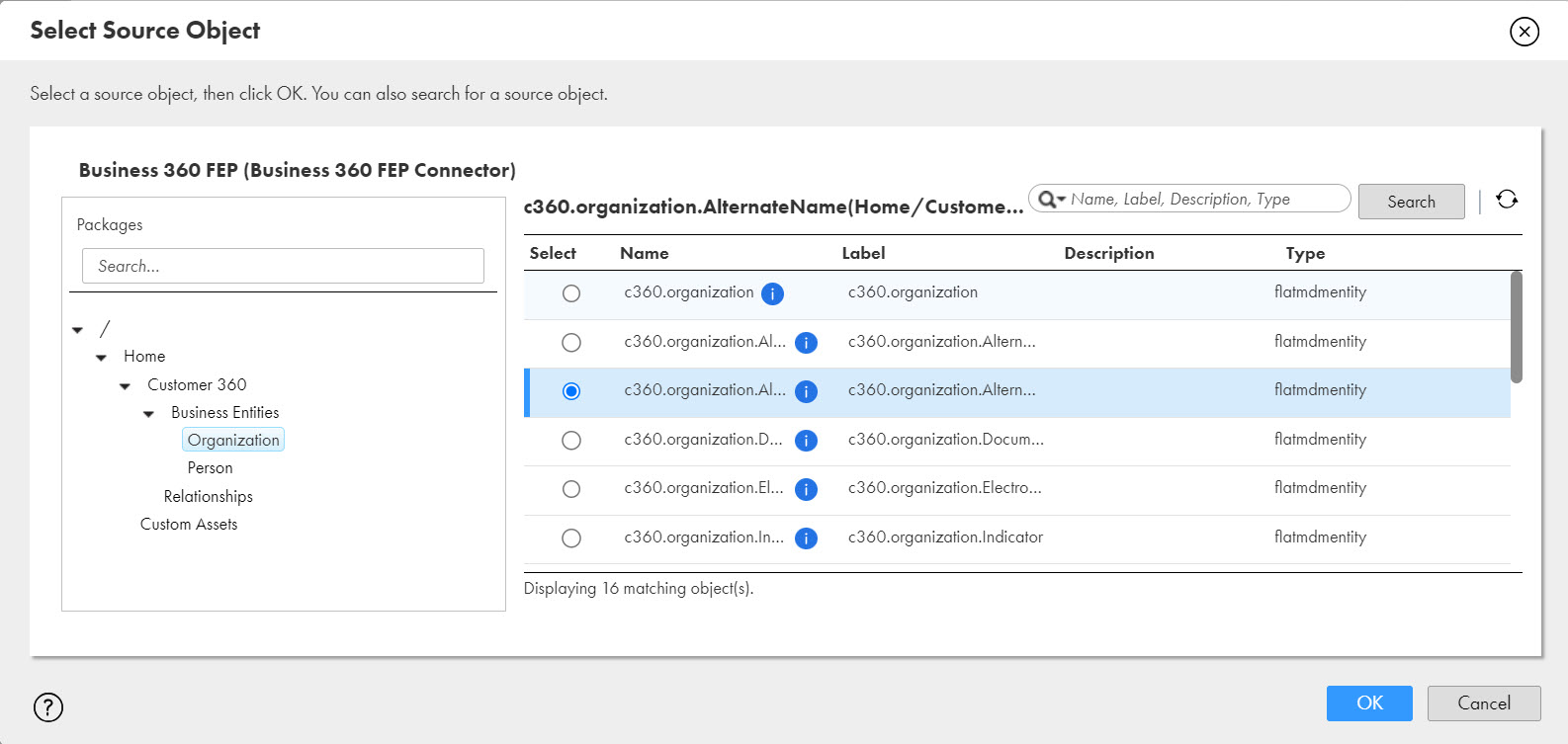 The image displays the Alternate Identifier field group as selected object