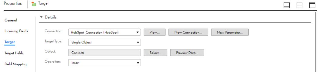 Target properties in the mapping. Target properties in the mapping.