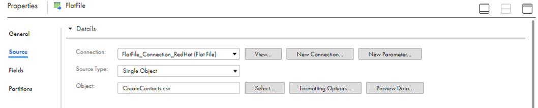 Source properties in the mapping. Source properties in the mapping.