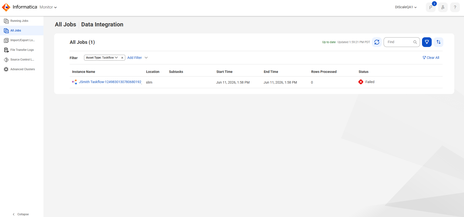 This image shows a taskflow instance with a custom name.