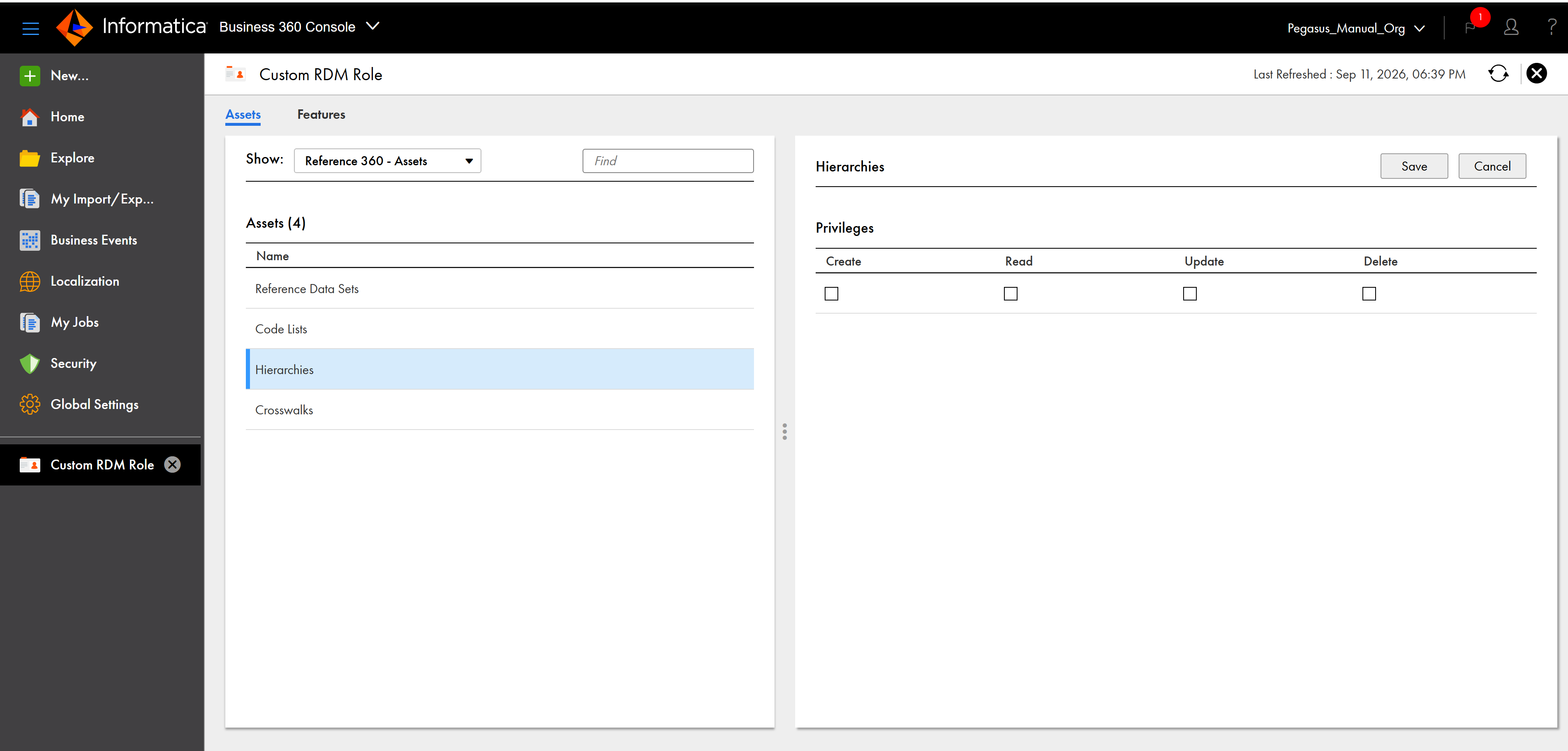 You can assign the required privileges for hierarchies.