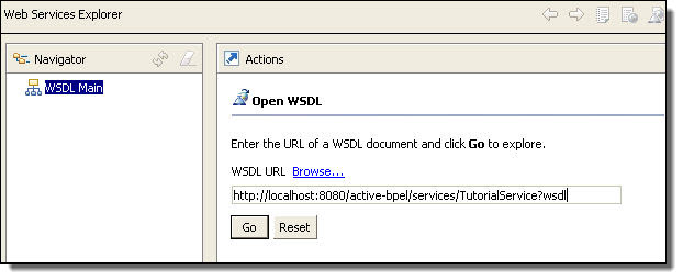 WSDL URL of Web Services Explorer