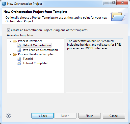 New Orchestration Project - Project from Template dialog