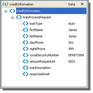 Variable view with sample data added