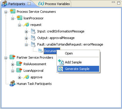 generate sample menu option on message part in Interfaces